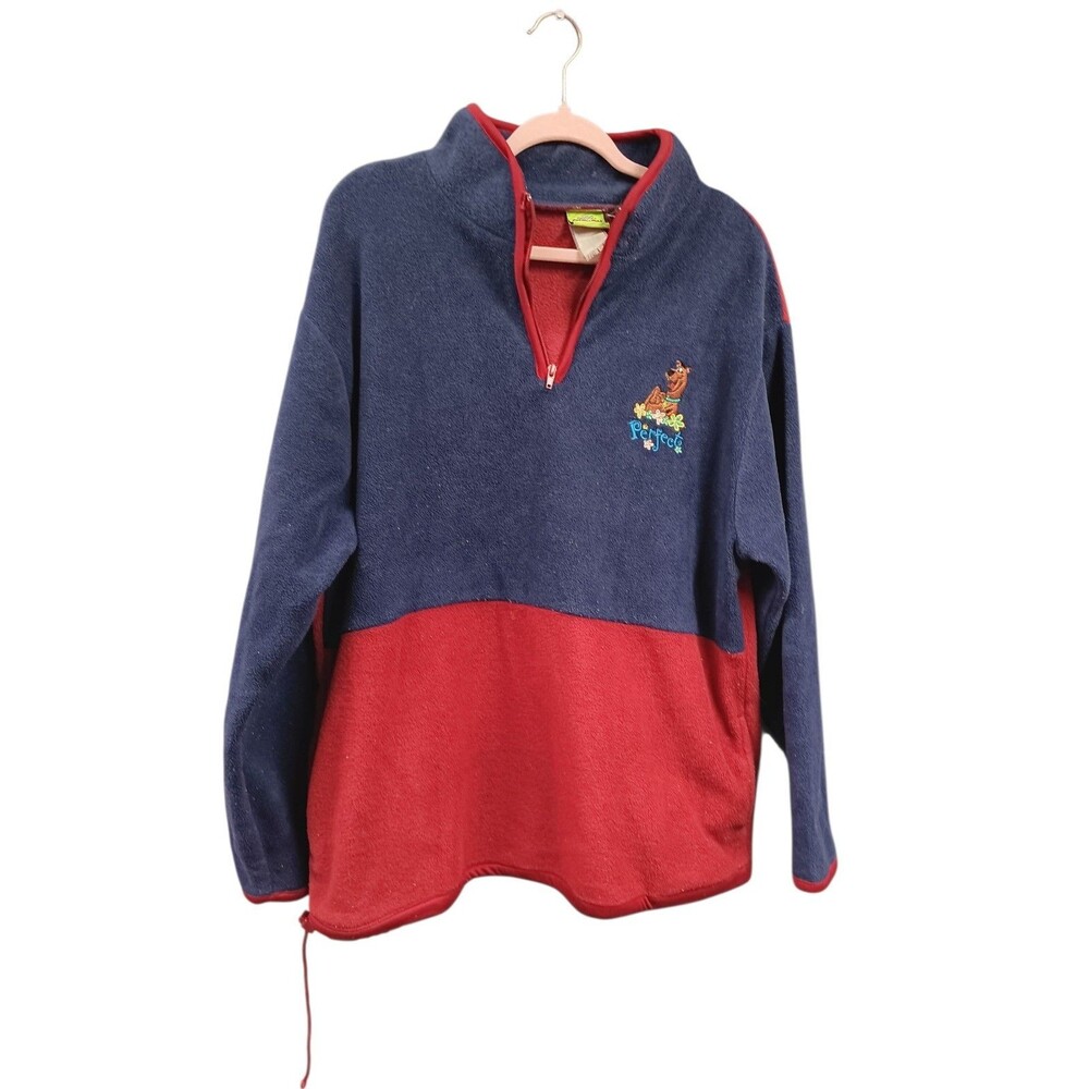 1999 Scooby-Doo Fleece Quarter Zip Jacket Red/Navy